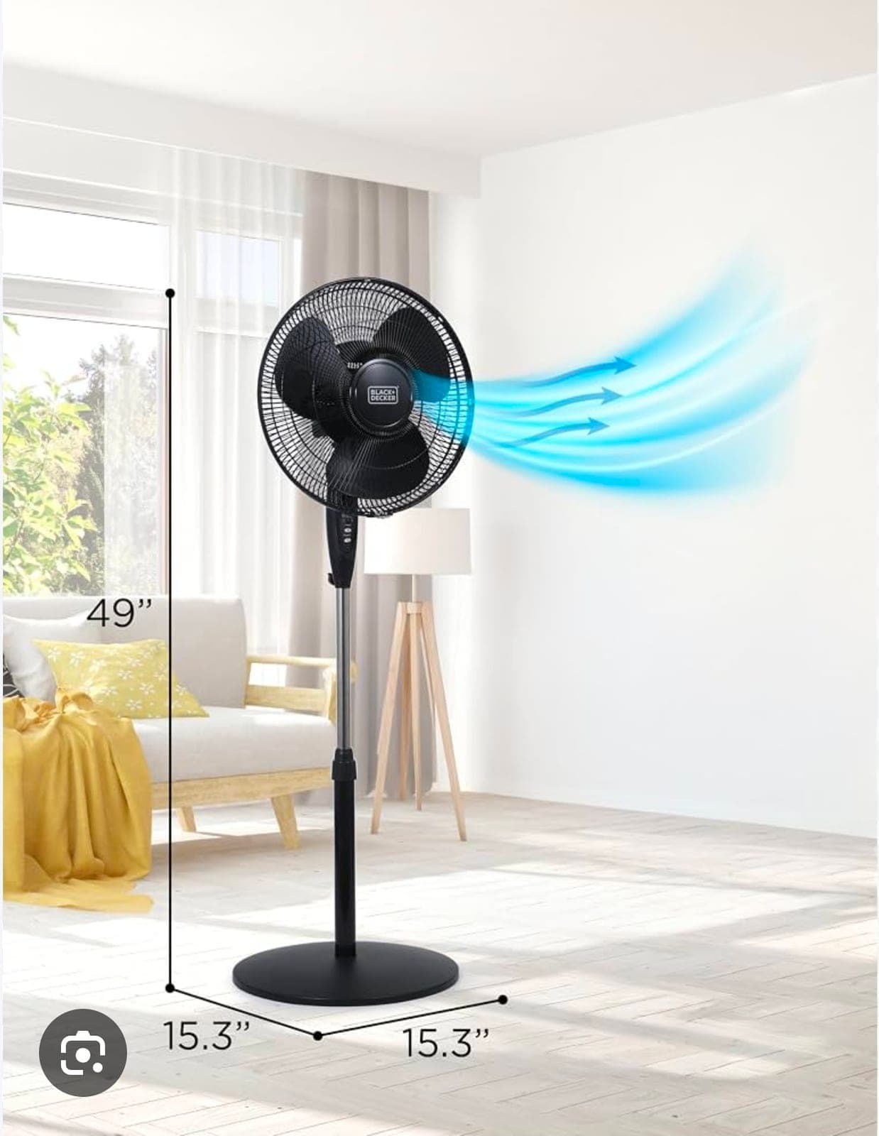 Ventilador de pedestal digital Hampton Bay de 16 pulgadas en color negro