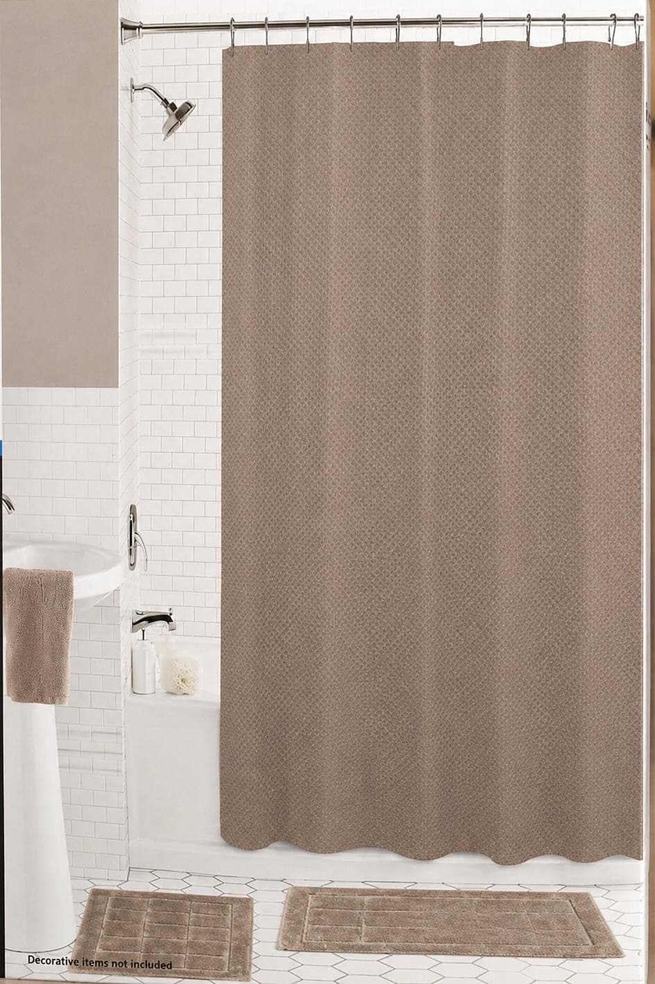 Cortina de baño tela + 2 tapetes marca Mainstays