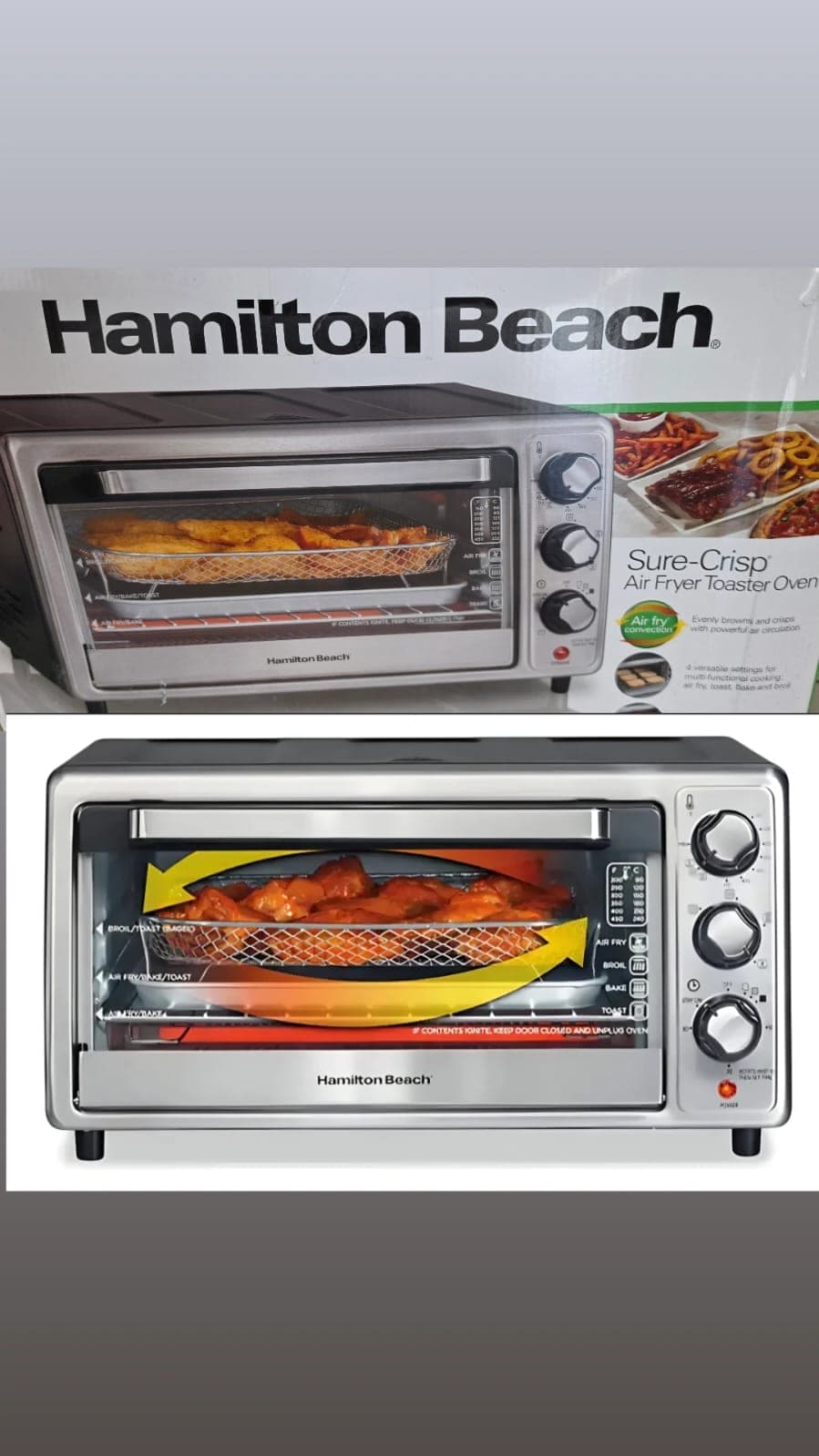 Horno Tostador y Freidora de Aire Hamilton Beach Sure-Crisp (Modelo 31418)