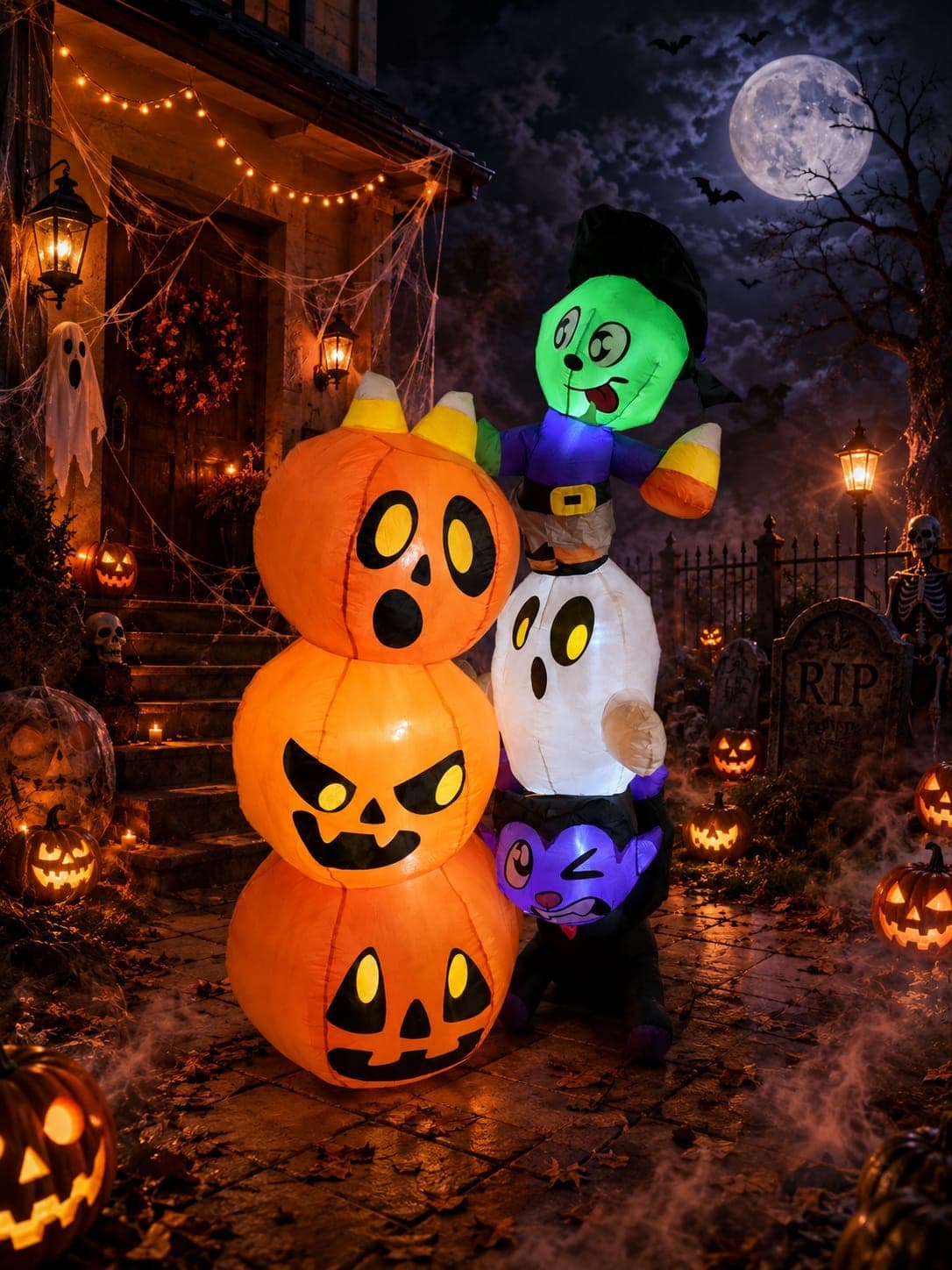 INFLABLE CALABAZAS Y PERSONAJES APILADOS HALLOWEEN