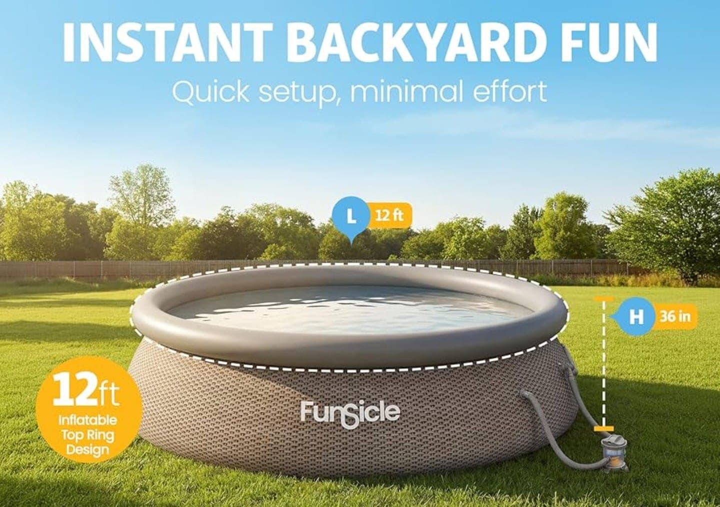 Alberca Funsicle QuickSet Designer Pool (12 x 36 pulgadas / 3.66 x 0.91 metros)