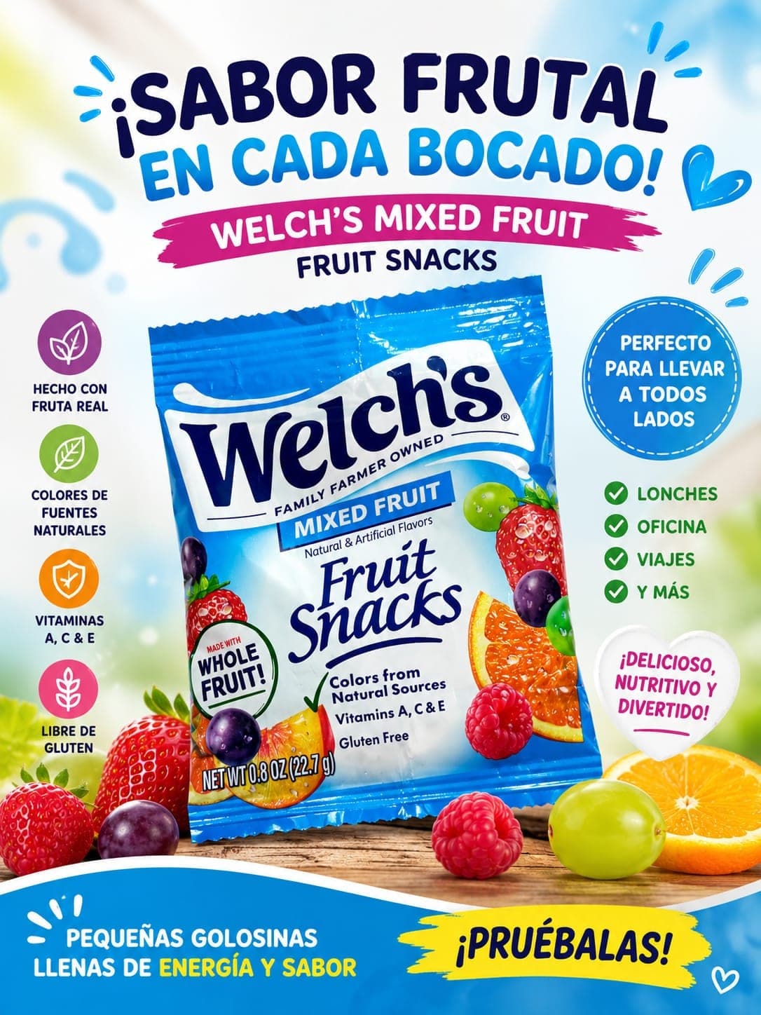 Welch's Mixed Fruit Snacks de 0.8 oz (22.7 g) 31pzas