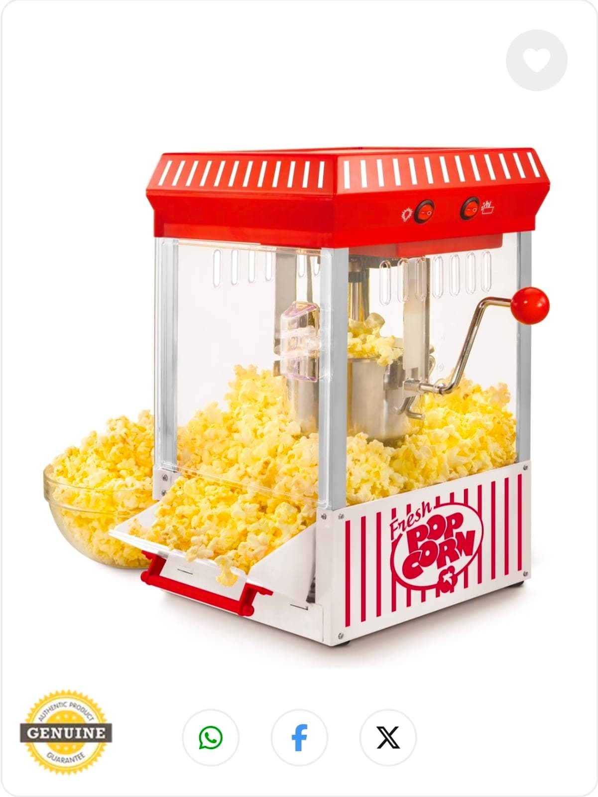 Máquina de palomitas Nostalgia Kettle Popcorn Popper Alto: 43.2 cmAncho: 28.6 cm