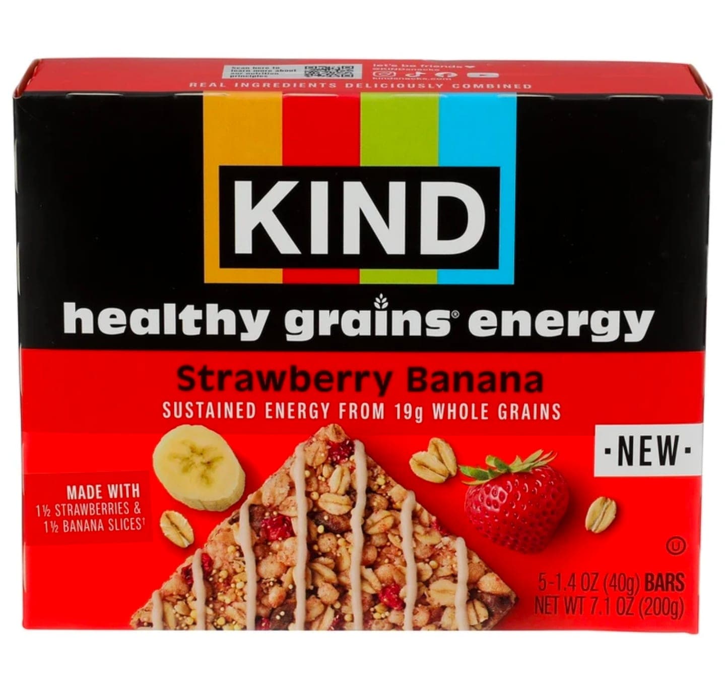 Barras de energía de granos saludables KIND, fresa y plátano